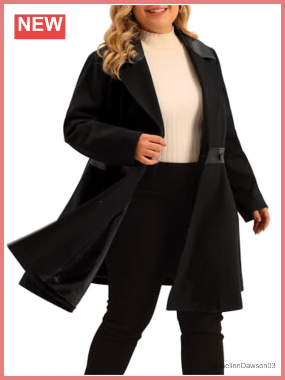 Plus Size Leather Notched Lapel Single Breasted Long Overcoat Trench Jacket